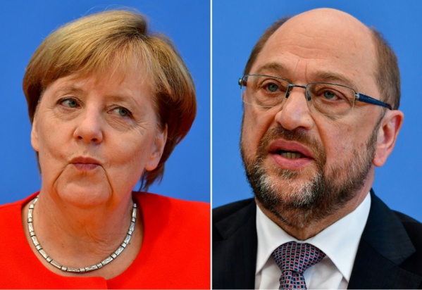 Allemagne : Merkel et Schultz terminent leur campagne dans leur fief