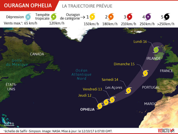 L'ouragan Ophelia se dirige vers l'Irlande