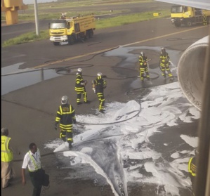 L'avion d'Ethiopian airlines hier sur le tarmac de l'aéroport de Diass une fois le crash évité