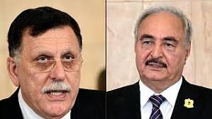 Fayez al-Sarraj (g) et Khalifa Haftar