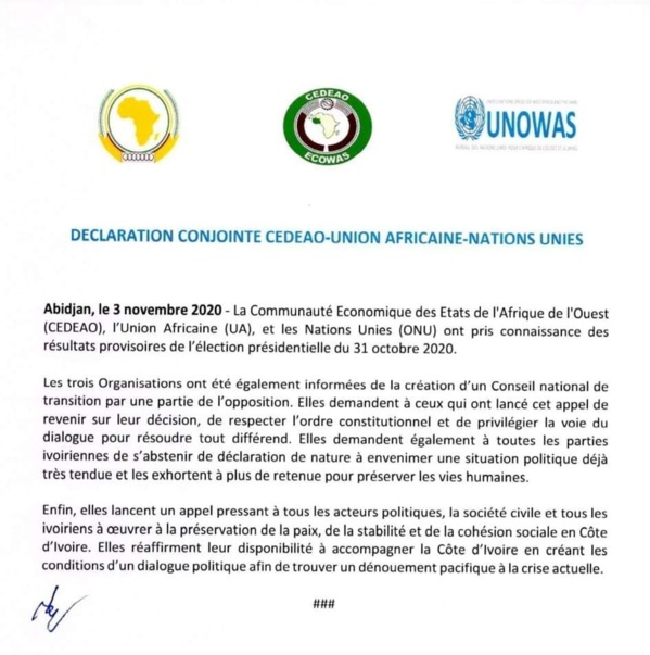 Présidentielle ivoirienne: ce qu'en pensent la Cedeao, l'Union africaine et les Nations Unies