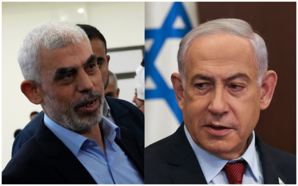 Yahya Sinwar (g) et Benjamin Netanyahu