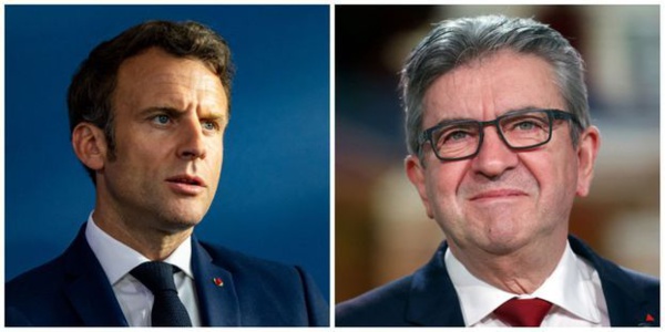 Emmanuel Macron, chef de l'Etat (g) et Jean Luc Mélenchon, chef de La France Insoumise (LFI)