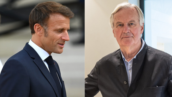 Michel Barnier (d) et Emmanuel Macron