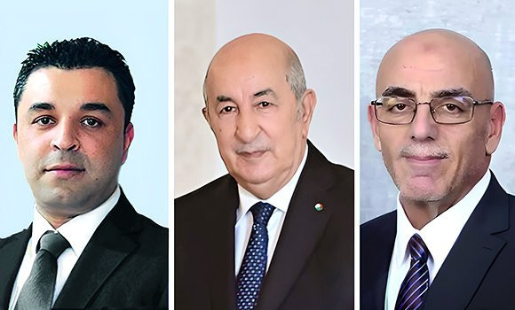 Le président Abdelmajod Tebboune (au centre), Abdelaali Hassani, le chef du MSP (d) et le sénateur Youcef Aouchiche, leader du FFS