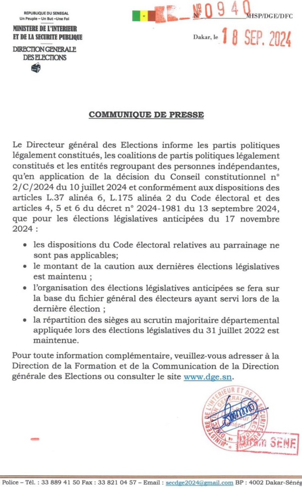 Législatives de novembre 2024 : la Direction générale des élections sort du bois