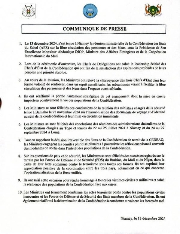 La rupture avec la Cedeao est "irréversible", rappellent les ministres de l'AES