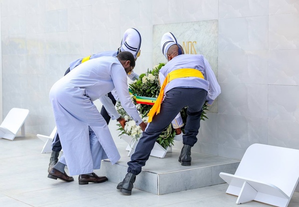 Le président Diomaye Faye lors de la Commémoration du 80e anniversaire du massacre des Tirailleurs de Thiaroye, le 1er décembre 2024