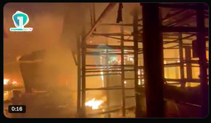 Capture d'écran de l'incendie du grand marché aux vêtements d'Accra, le 2 janvier 2025