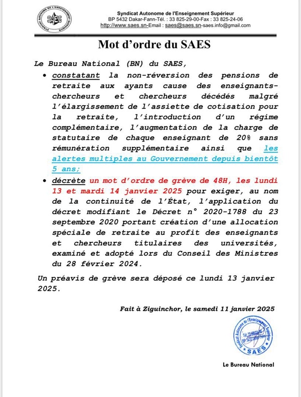 Le SAES décrète une grève dans les universités les 13 et 14 janvier 2025