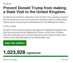Grande-Bretagne : un million de signatures contre la visite "d'Etat" de Trump