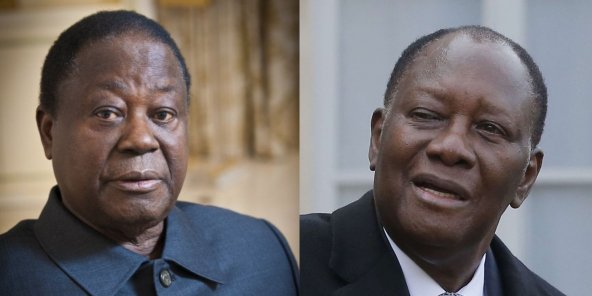 Henri Konan Bédié (g) et Alassane Ouattara