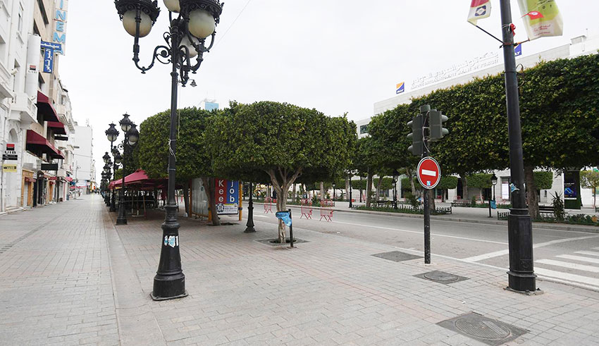 Une vue de Tunis déserte