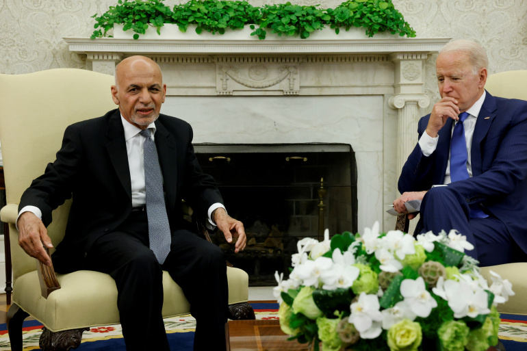 Le président afghan ashraf Ghani reçu à la Maison Blanche par le président Biden il y a quelques semaines