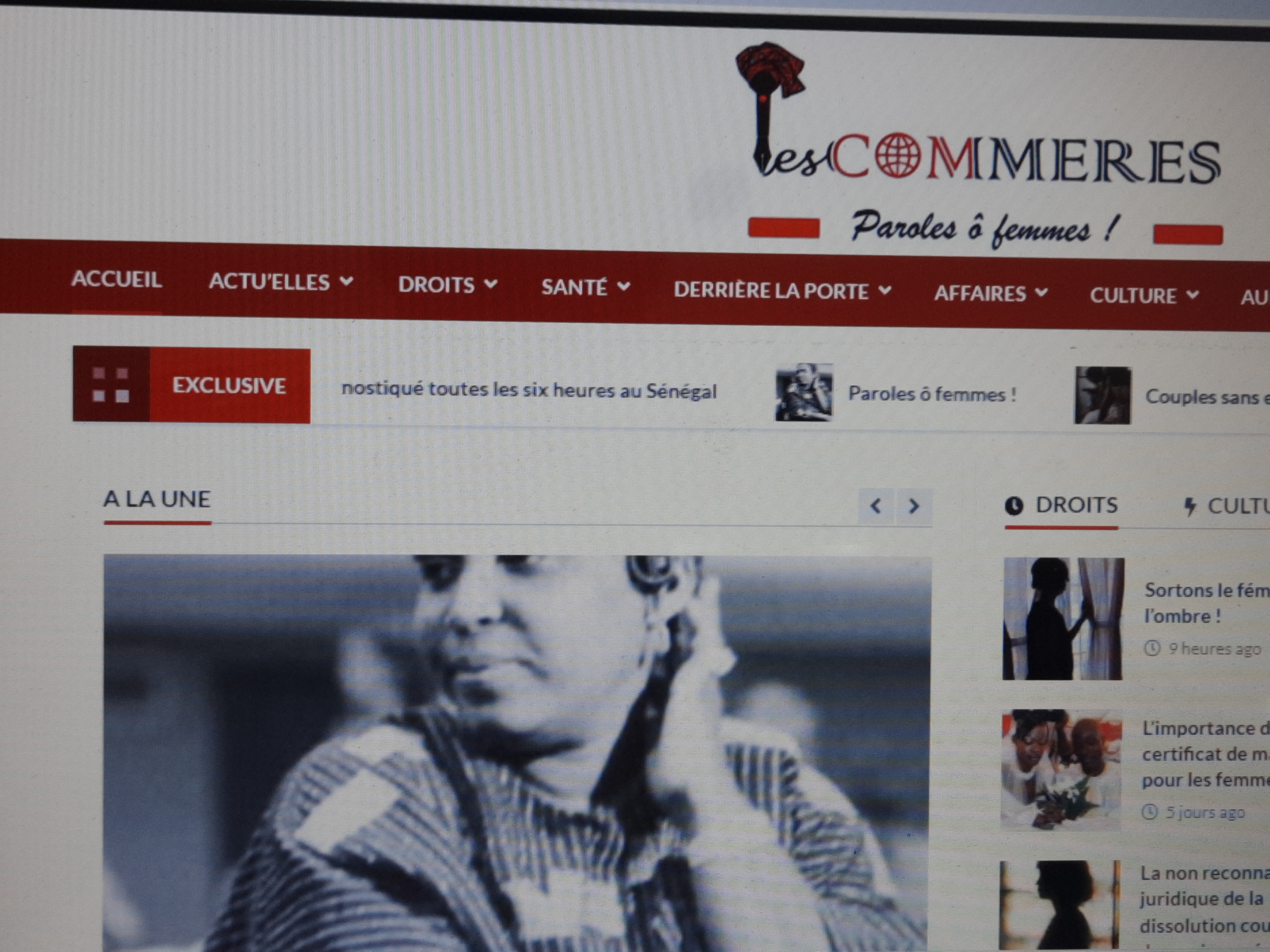 La page d'accueil du site www.lescommeres.sn