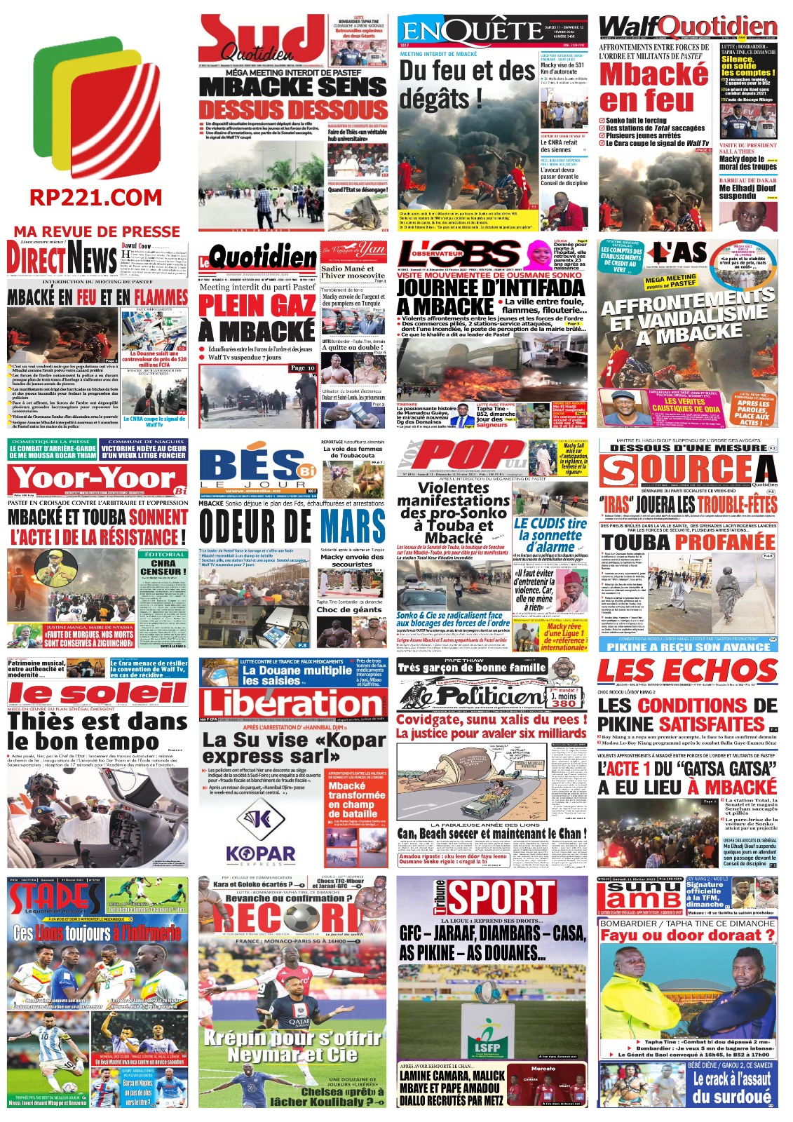 Les UNE de la presse du 11 février 2023