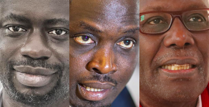 Felwine Sarr, Mohamed Mbougar Sarr et Boubacar Boris Diop (de g. à d.)