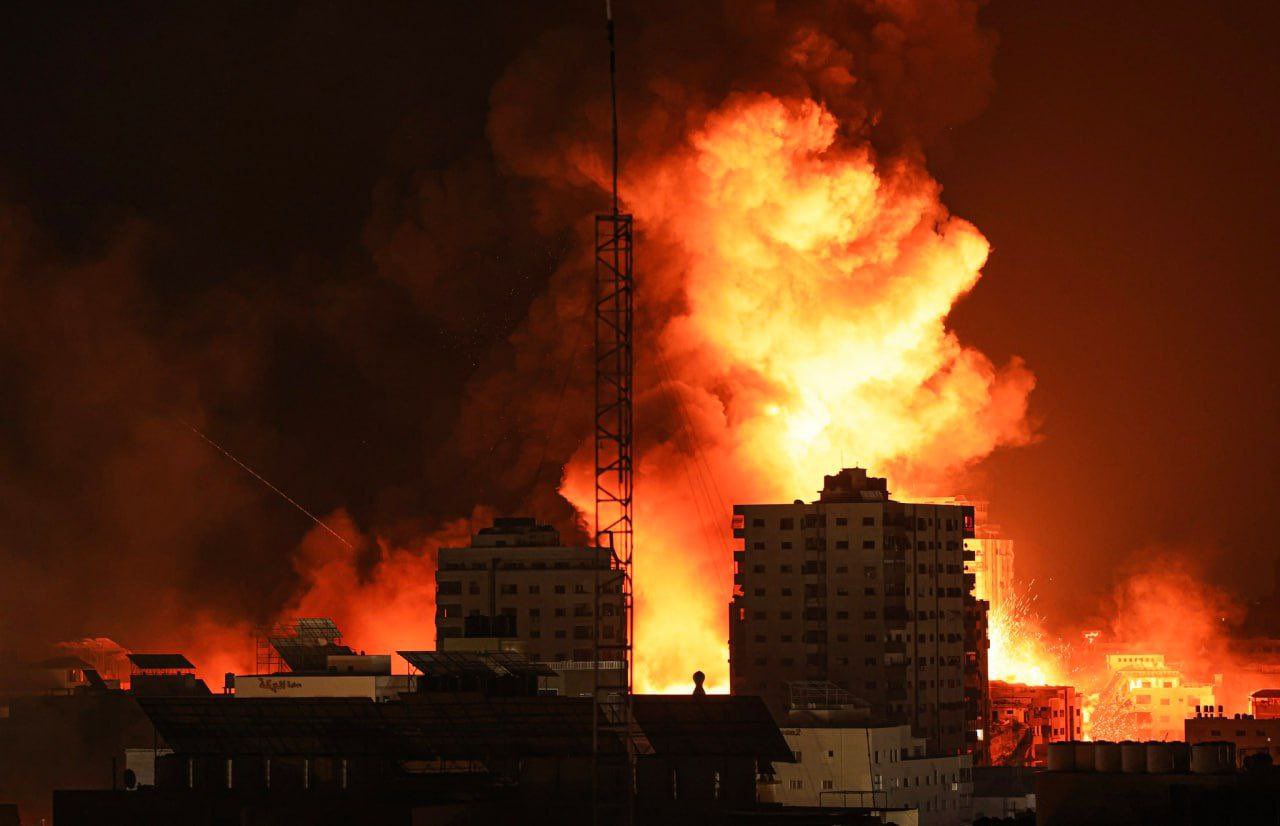 Gaza sous les bombes de l'aviation israélienne le 9 octobre 2023.