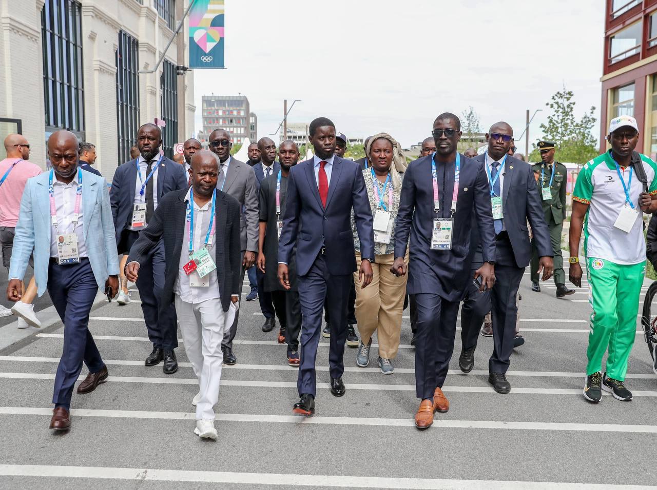 Le président Faye au Village olympique de Paris, le 25 juillet 2024