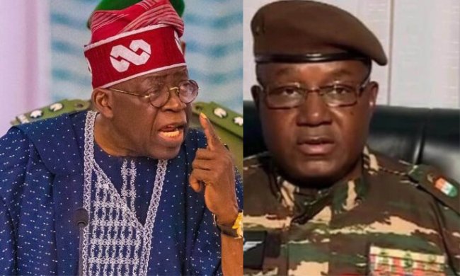 Le président nigérian Bola Tinubu (g) et le chef de la junte nigérienne, le général Abdourahamane Tiani