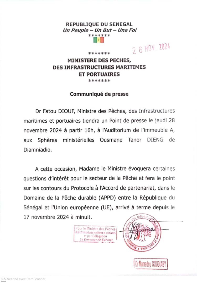 Accord de pêche : le Sénégal réplique à l'Union européenne ce jeudi 28 novembre 2024