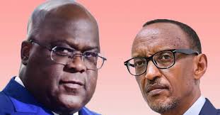 Le Congolais Félix Tshisekedi (g) et le Rwandais Paul Kagame