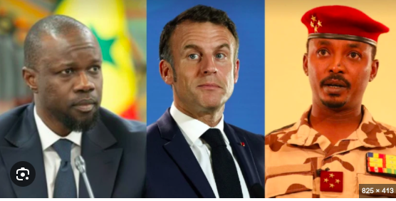 Ousmane Sonko, Emmanuel Macron et Mahamat Idriss Déby