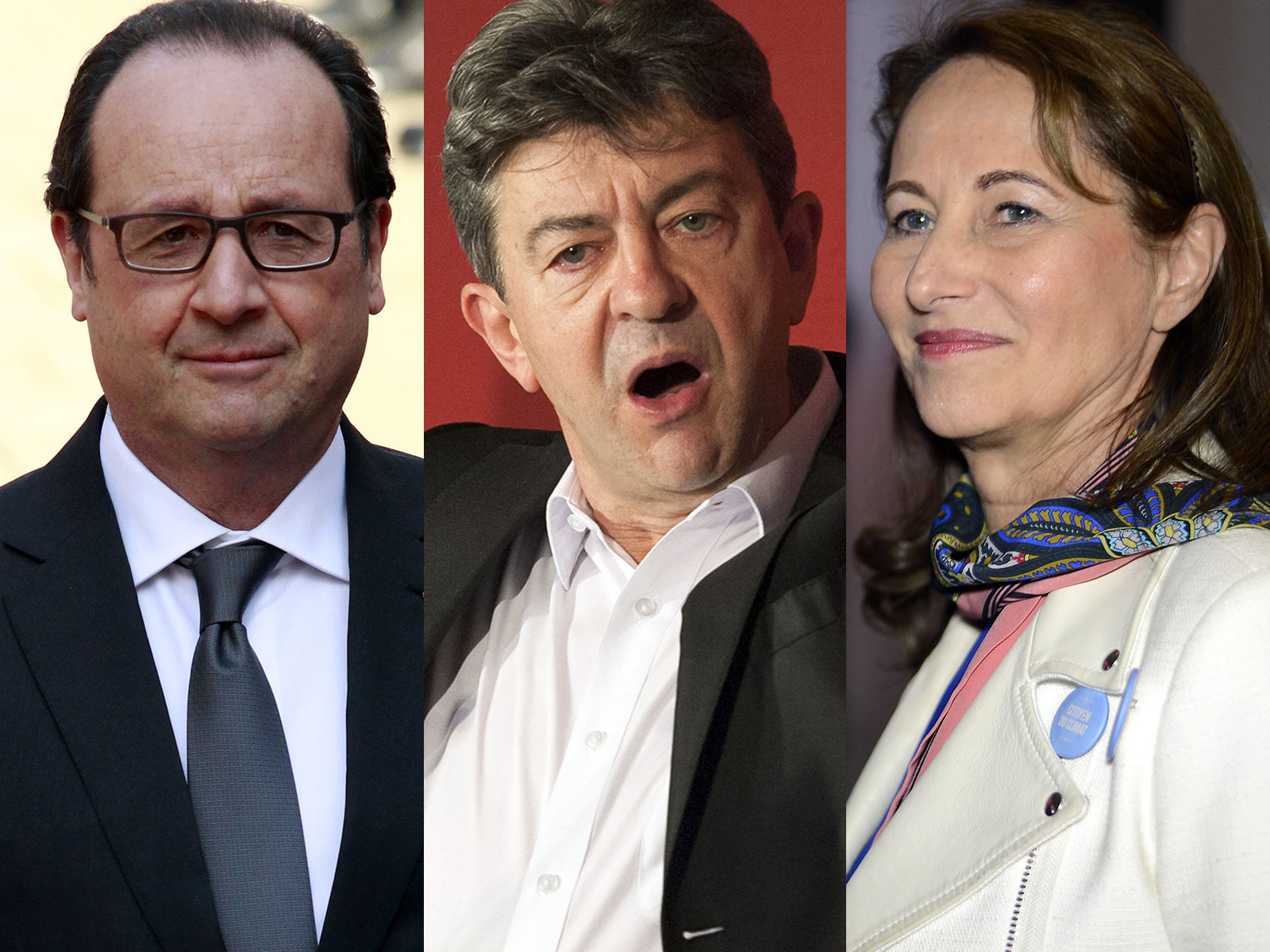 François Hollande, Jean-Luc Mélenchon et Ségolène Royal