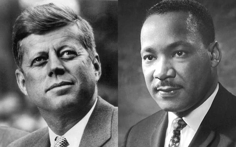 John Kennedy (g.) et Martin Luther King