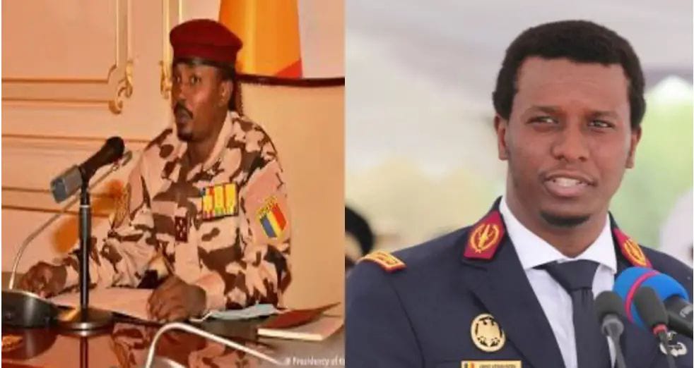 Le maréchal et chef de l'Etat Mahamat Idriss Déby Itno (g.) et le général Adam Idriss Déby Itno