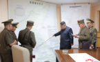 Kim Jong Un au poste de commandement d’entraînements de l’état-major général (KCNA)