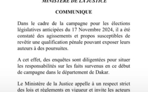 Campagne électorale - Le ministre de la Justice diligente des enquêtes sur des violences verbales et physiques (communiqué) 