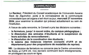 Université Assane Seck de Ziguinchor : Le recteur Alassane Diédhiou prend des mesures radicales