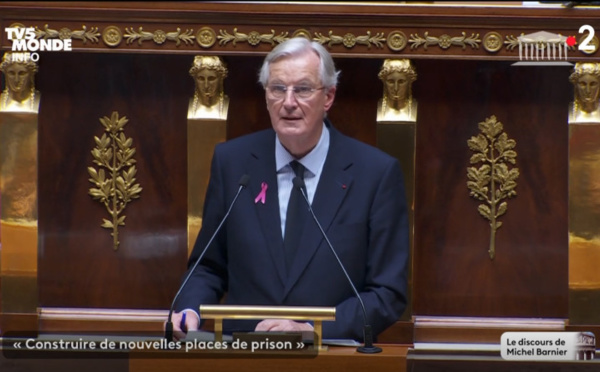 Michel Barnier devant l'assemblée nationale française le 1er octobre 2024